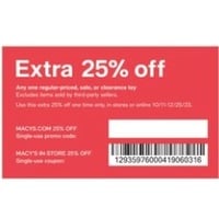 Extra 25% Off Any one Regular Priced Sale or Clearance