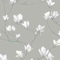 Laura Ashley Magnolia Grove Slate Unpasted Removable Strippable Wallpaper