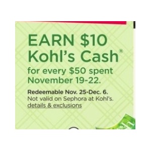 Earn $10 kohls Cash for every $50 Spend
