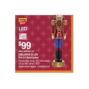 6ft LED Pre-Lit Nutcracker Features over 21 minutes of audio and LED animated eyes