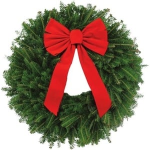 22-in Fresh Fraser Fir Christmas Wreath with Bow 2 for $20