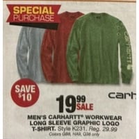 Men's Carhartt* Workwear Long Sleeve Graphic Logo T-shirt