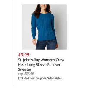 St. John's Bay Womens Crew Neck Long Sleeve Pullover Sweater