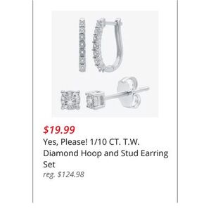 1/10 CT. T.W. Diamond Hoop and Stud Earring Set